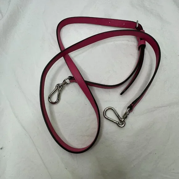 Coach Hot Pink Leather Purse Strap 48 in Adjustable Fuchsia Silver Clip Hardware - Picture 3 of 8